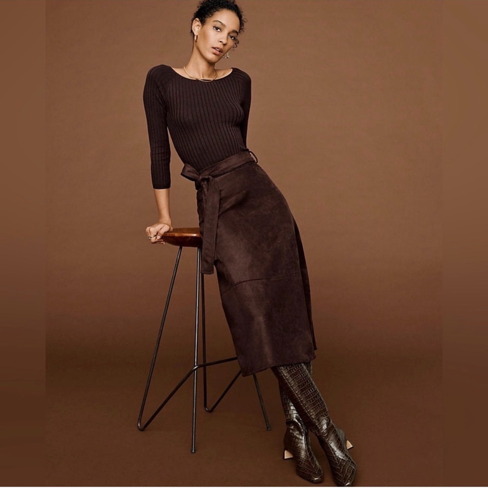 Ann Taylor Faux Suede Brown Skirt